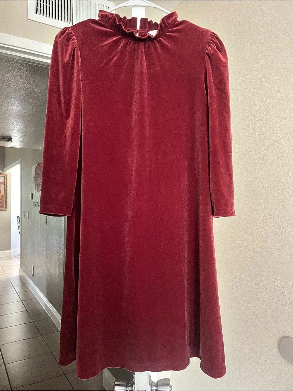 Time and Tru Girls Velvet Long Sleeve Dress Size XS Like New